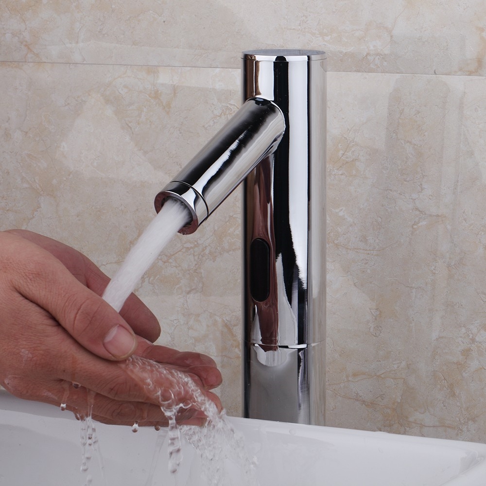 Brass Automatic Sensor Mixer Chrome Bathroom Faucet